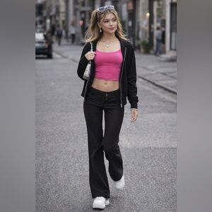 Joe Benbasset Low Rise Pinstripe Y2K Pants Size 5 Black 9435317F